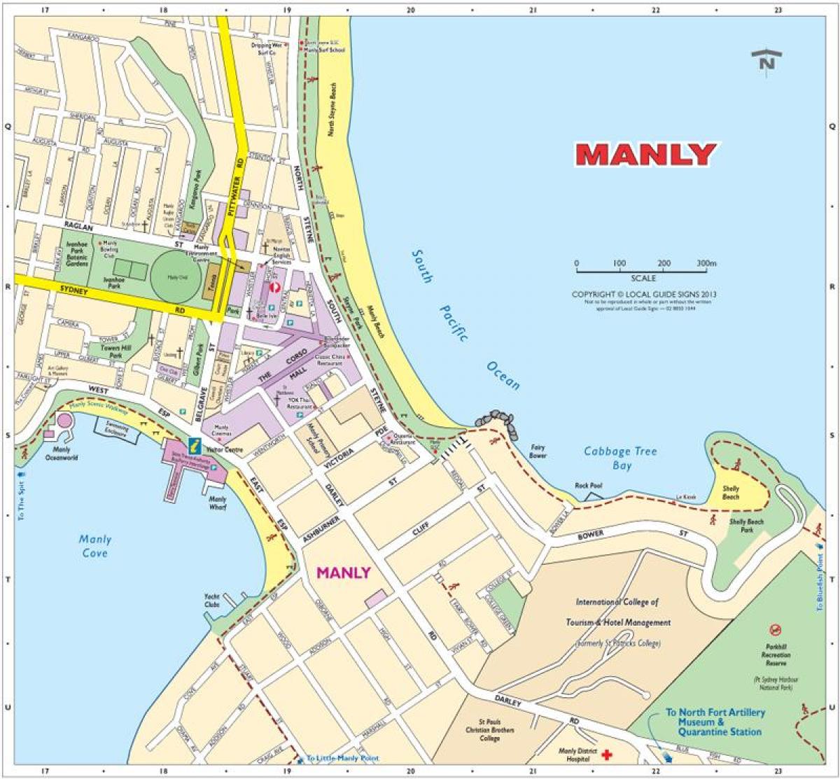 mapa plaży manly