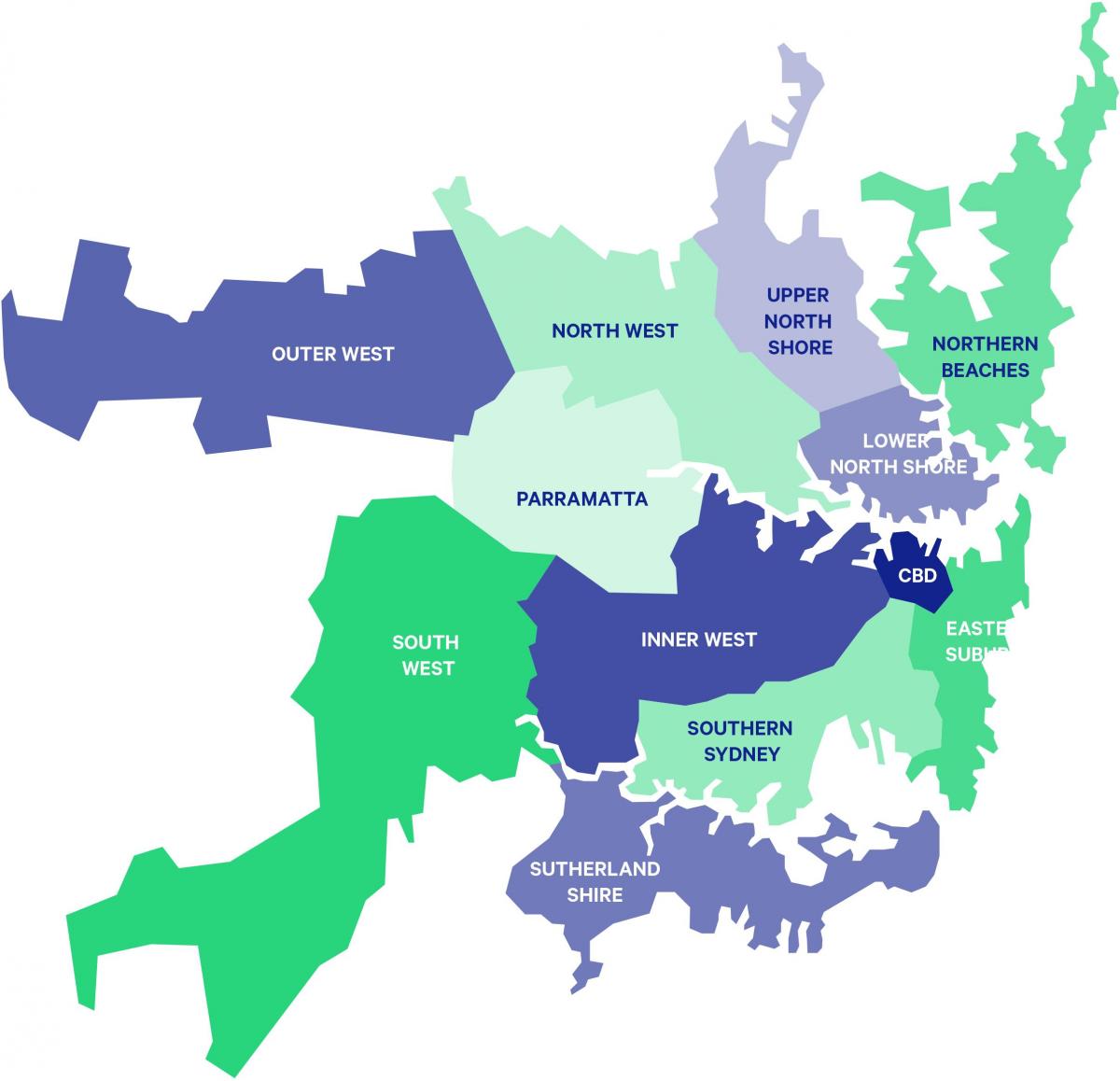 mapa przedmieścia Sydney