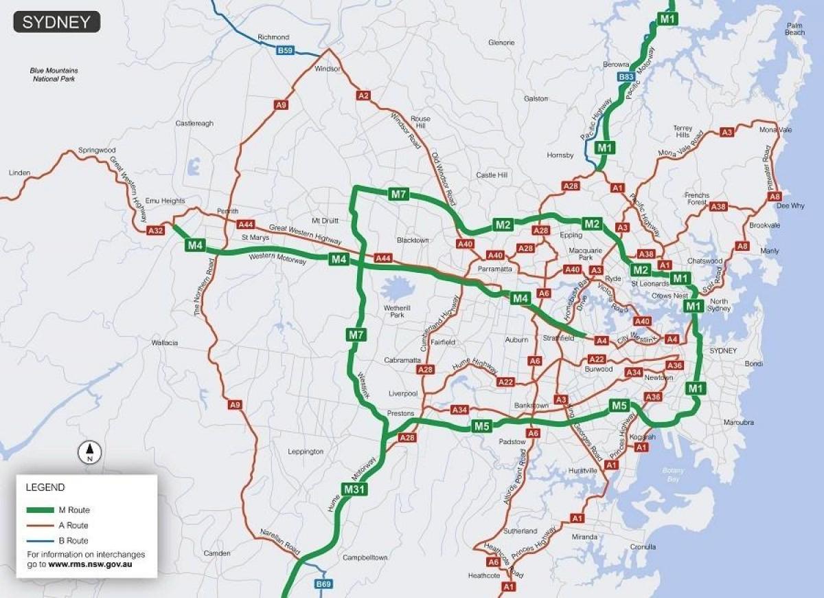 mapa płatnych dróg w Sydney