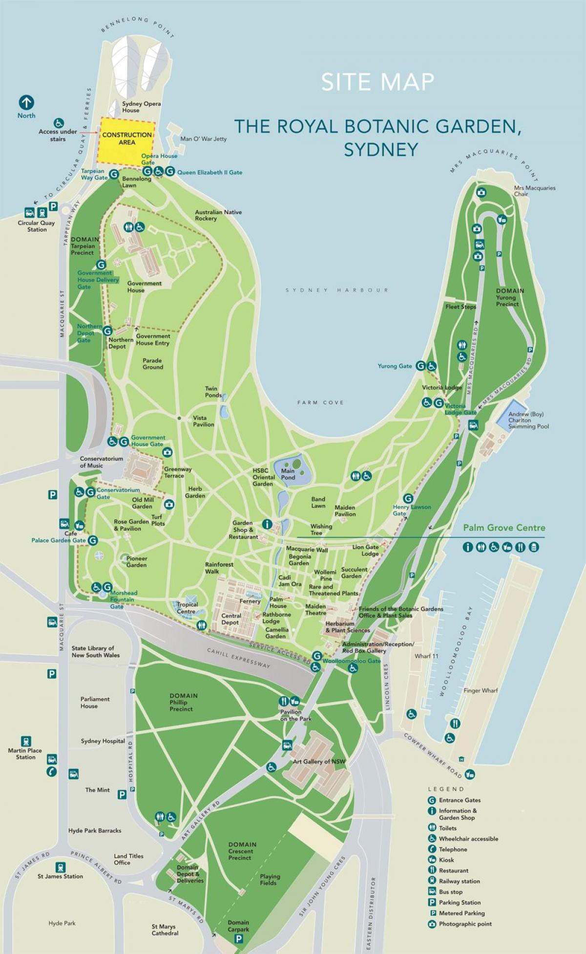 sydney ogród Botaniczny mapie