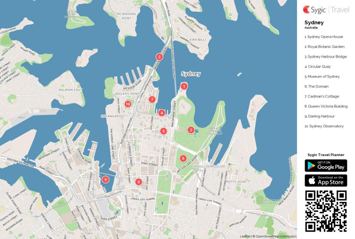 piesza wycieczka w Sydney mapie