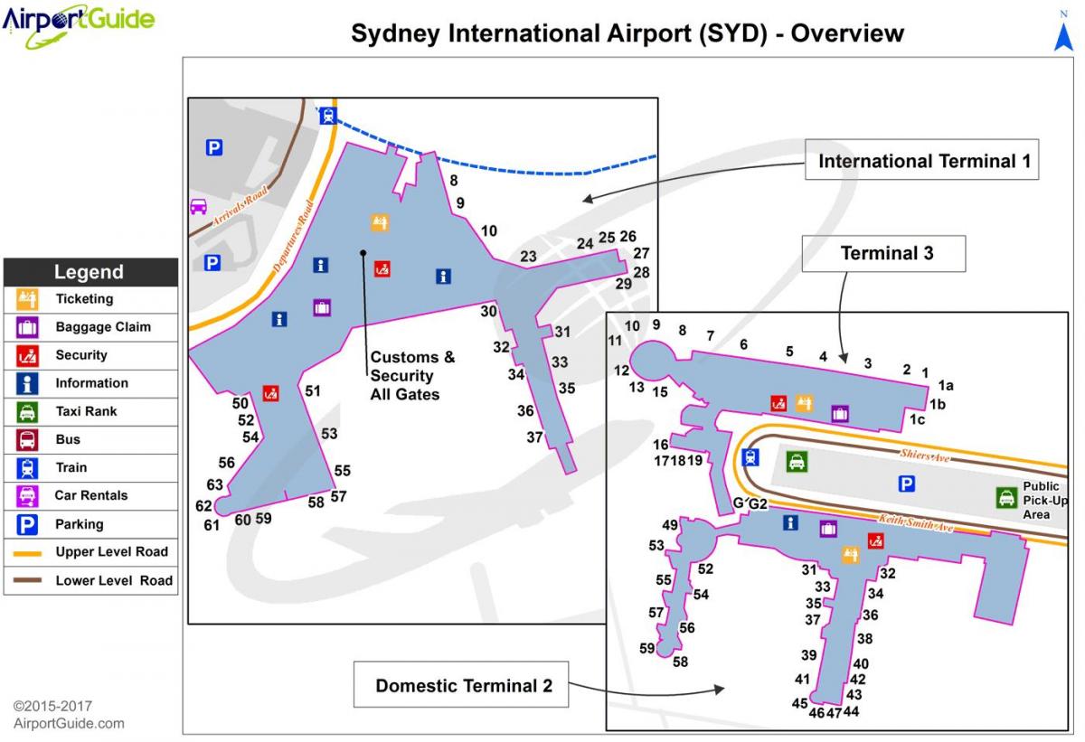 mapę lotniska w Sydney