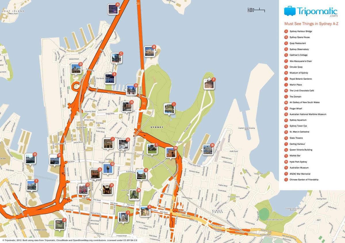 mapa turystyczna w Sydney