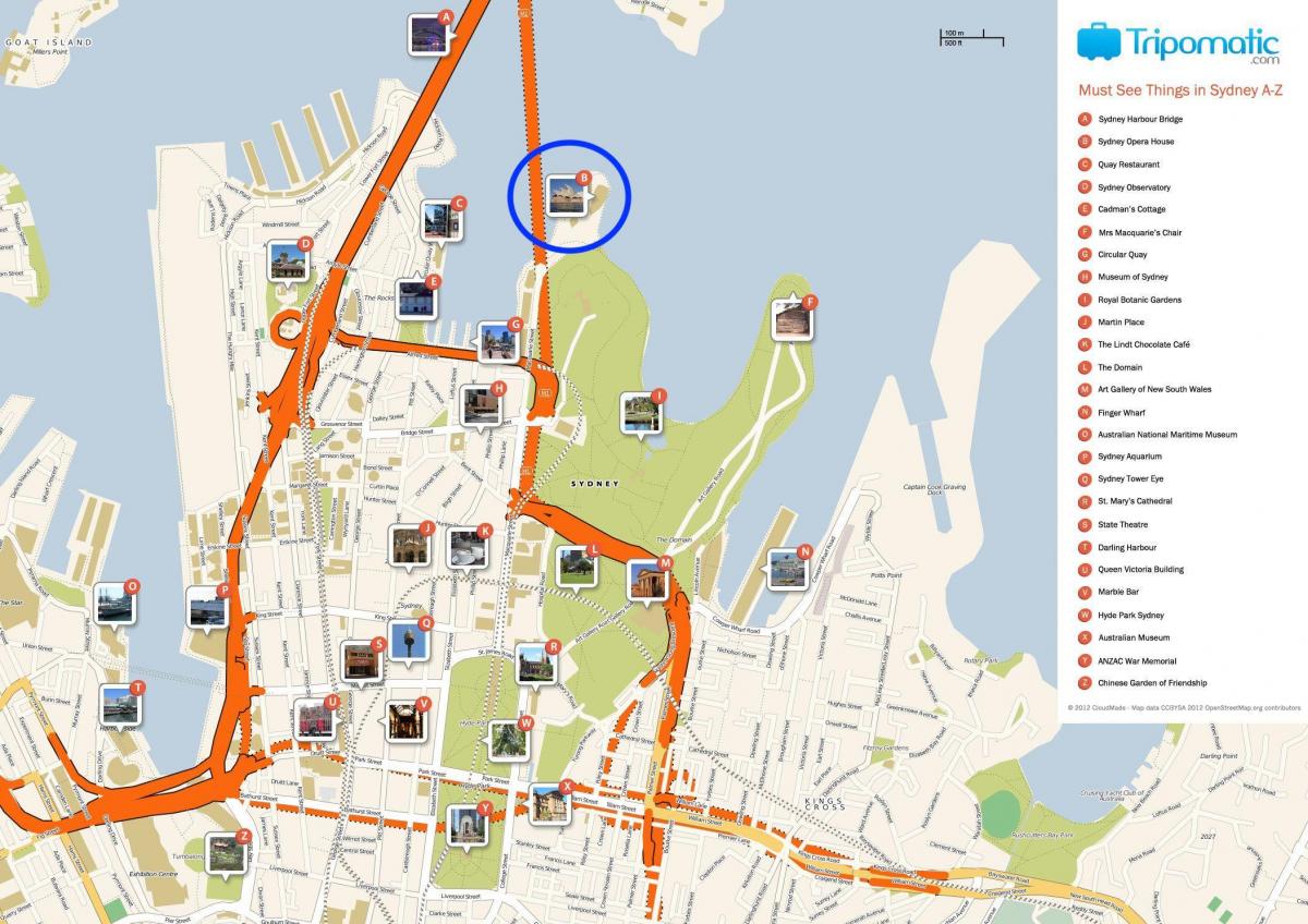 mapę sydney opera house