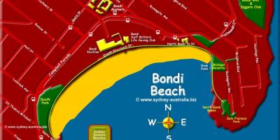 Bondi Beach w Sydney mapie